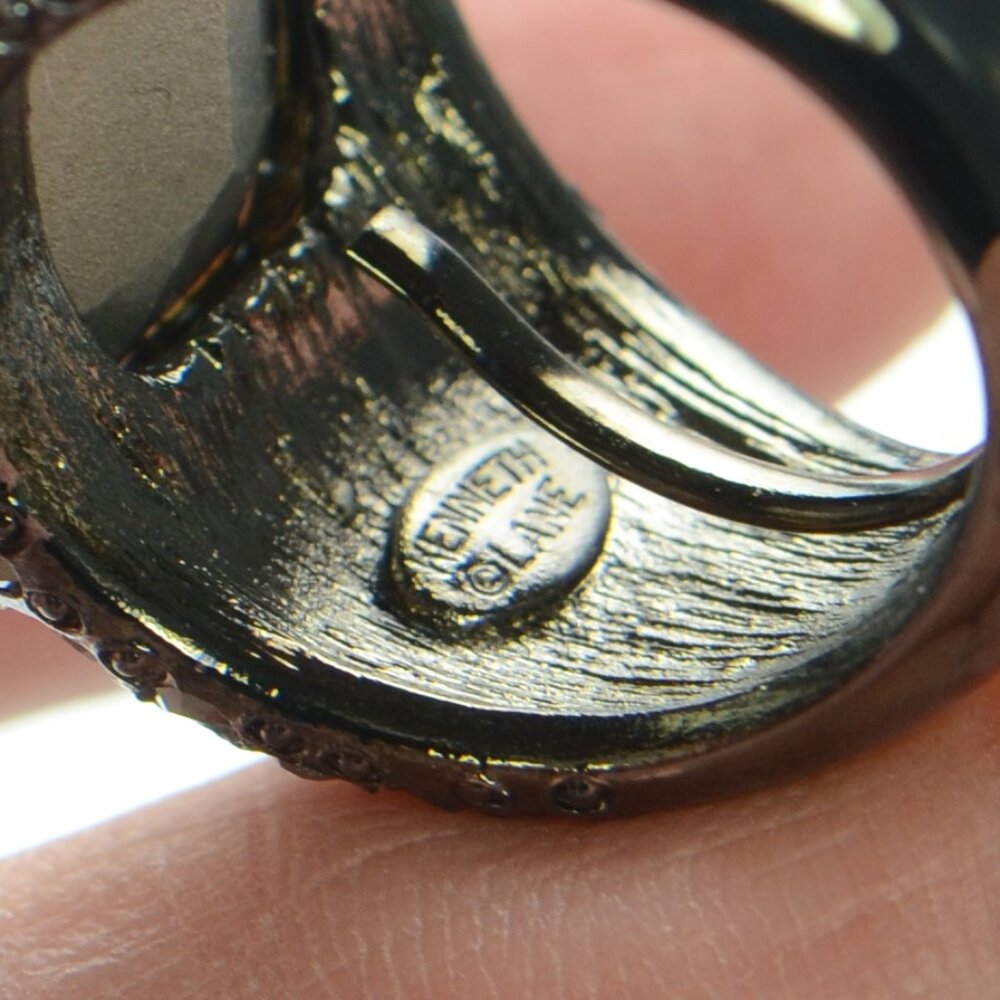 Kenneth Jay Lane Kjl Gunmetal Crystal Cocktail Ri… - image 4